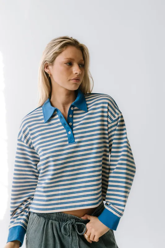 Kessie Striped Top in Blue sold by bohme