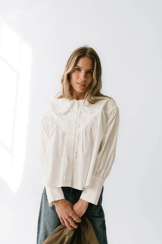 Amelia Collared Blouse in White sold by bohme