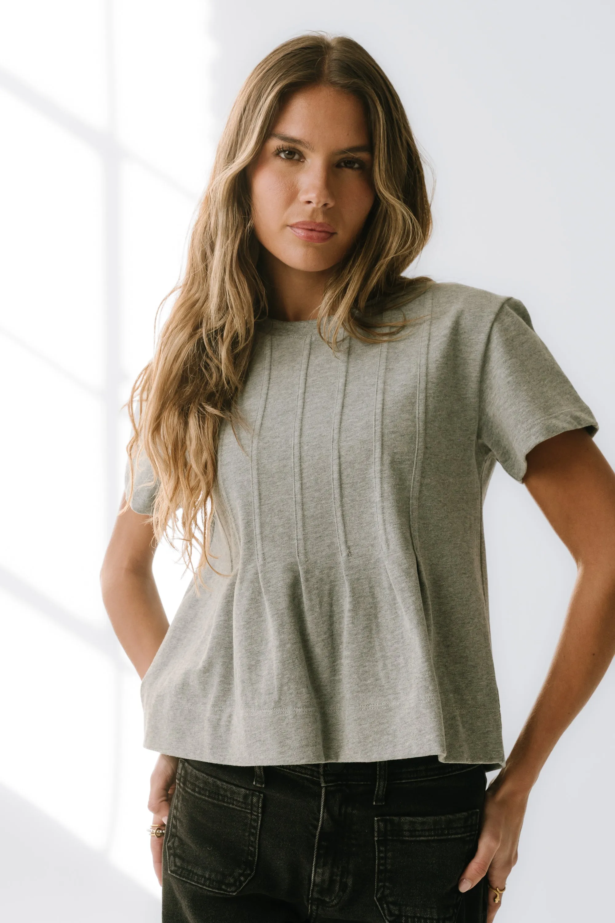 Cattelain Pleated Top in Grey sold by bohme product image thumbnail 5