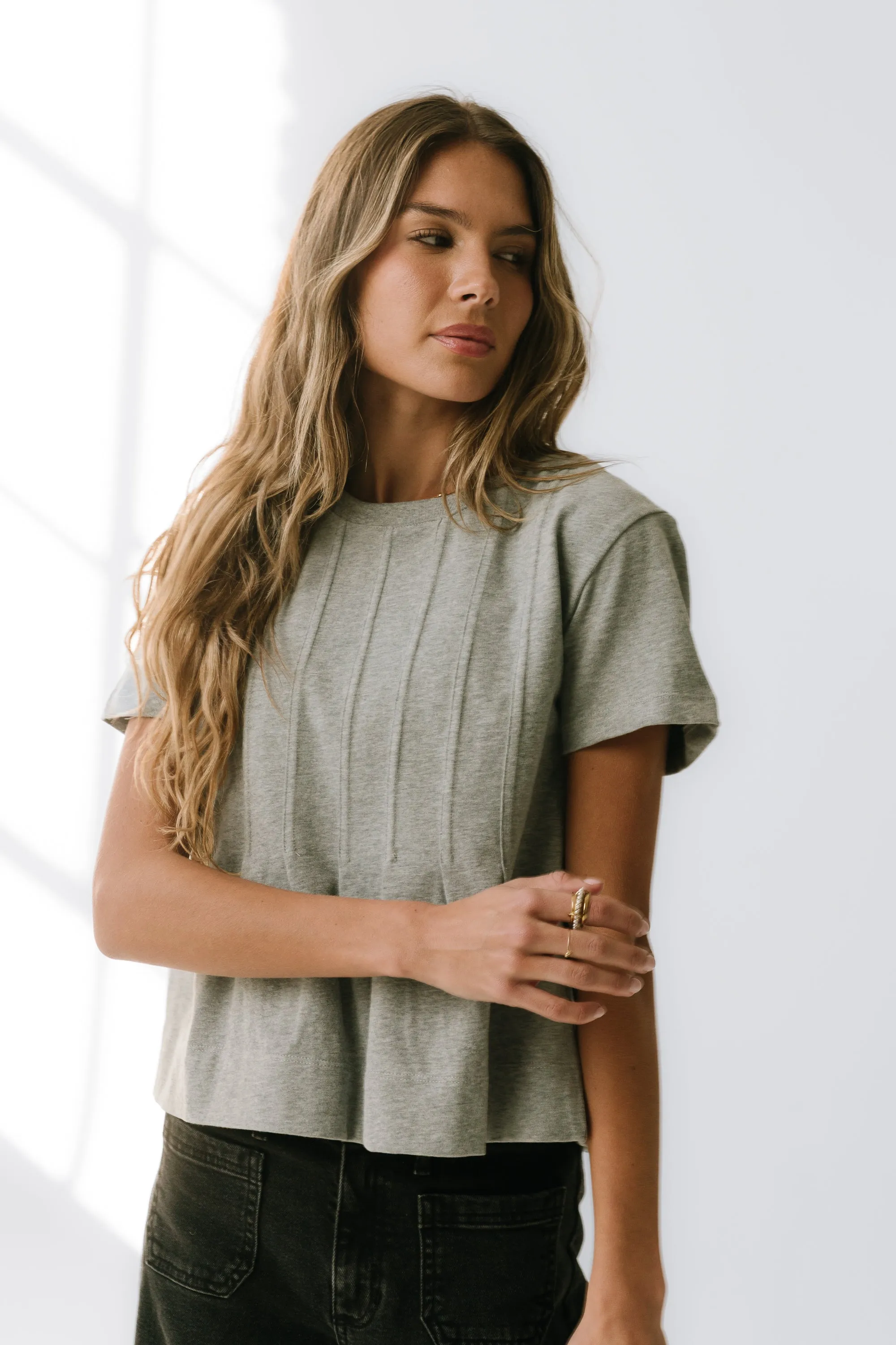 Cattelain Pleated Top in Grey sold by bohme product image thumbnail 3