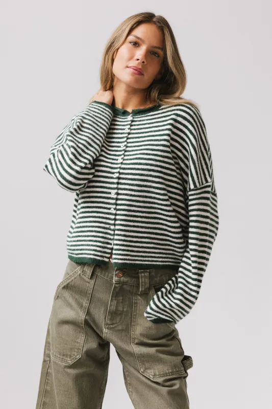Miriam Striped Cardigan Forest sold by bohme