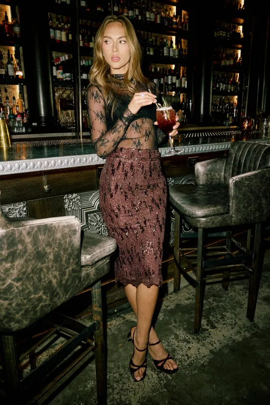 Marlie Sequin Midi Skirt sold by bohme