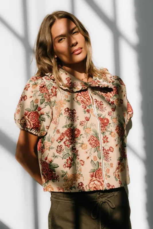 Joanna Floral Zip Up sold by bohme