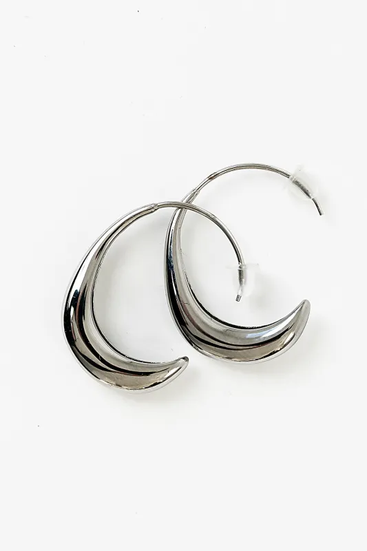 Roman Hoop Earrings in Silver sold by bohme