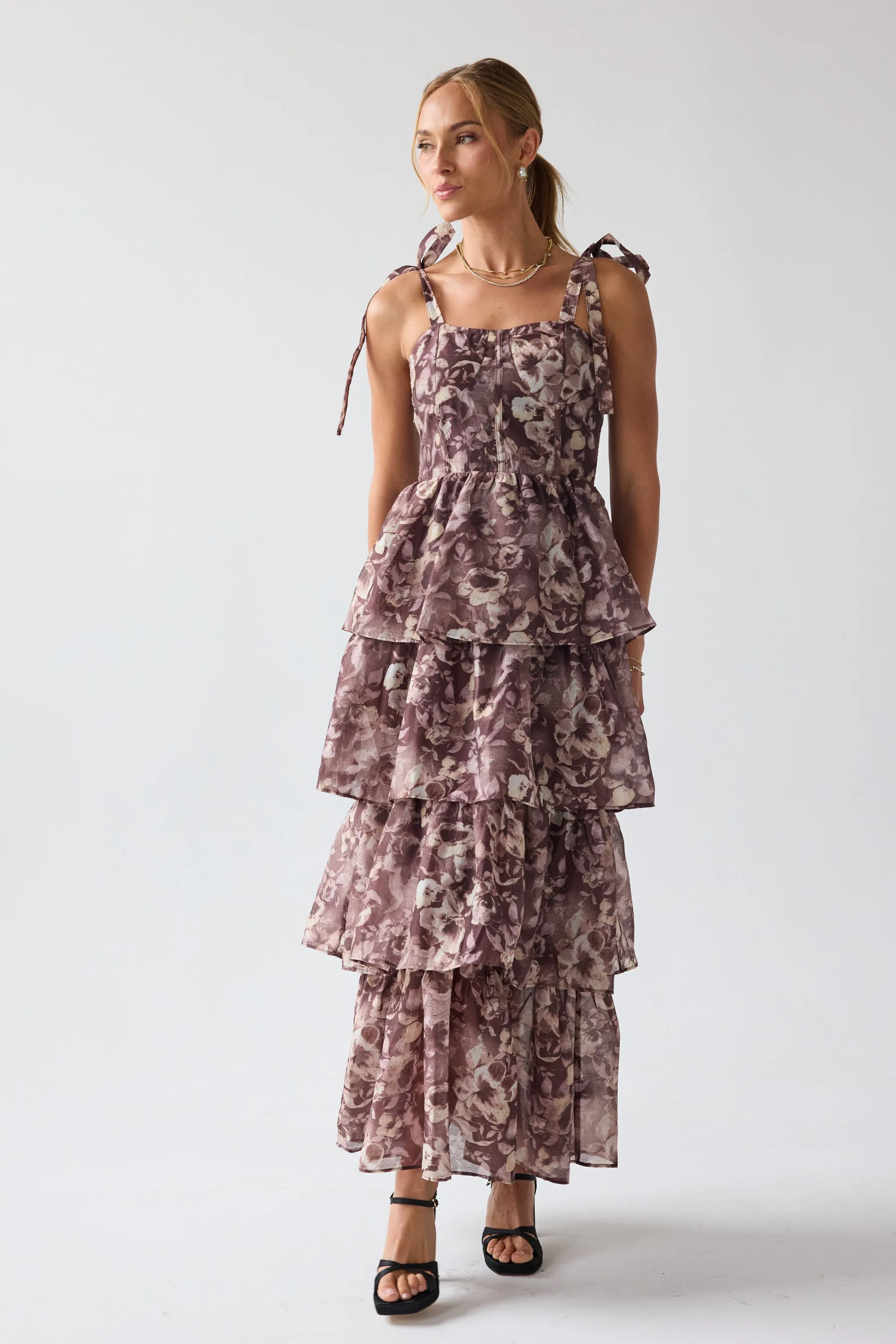 Susan Ruffle Maxi Dress sold by bohme