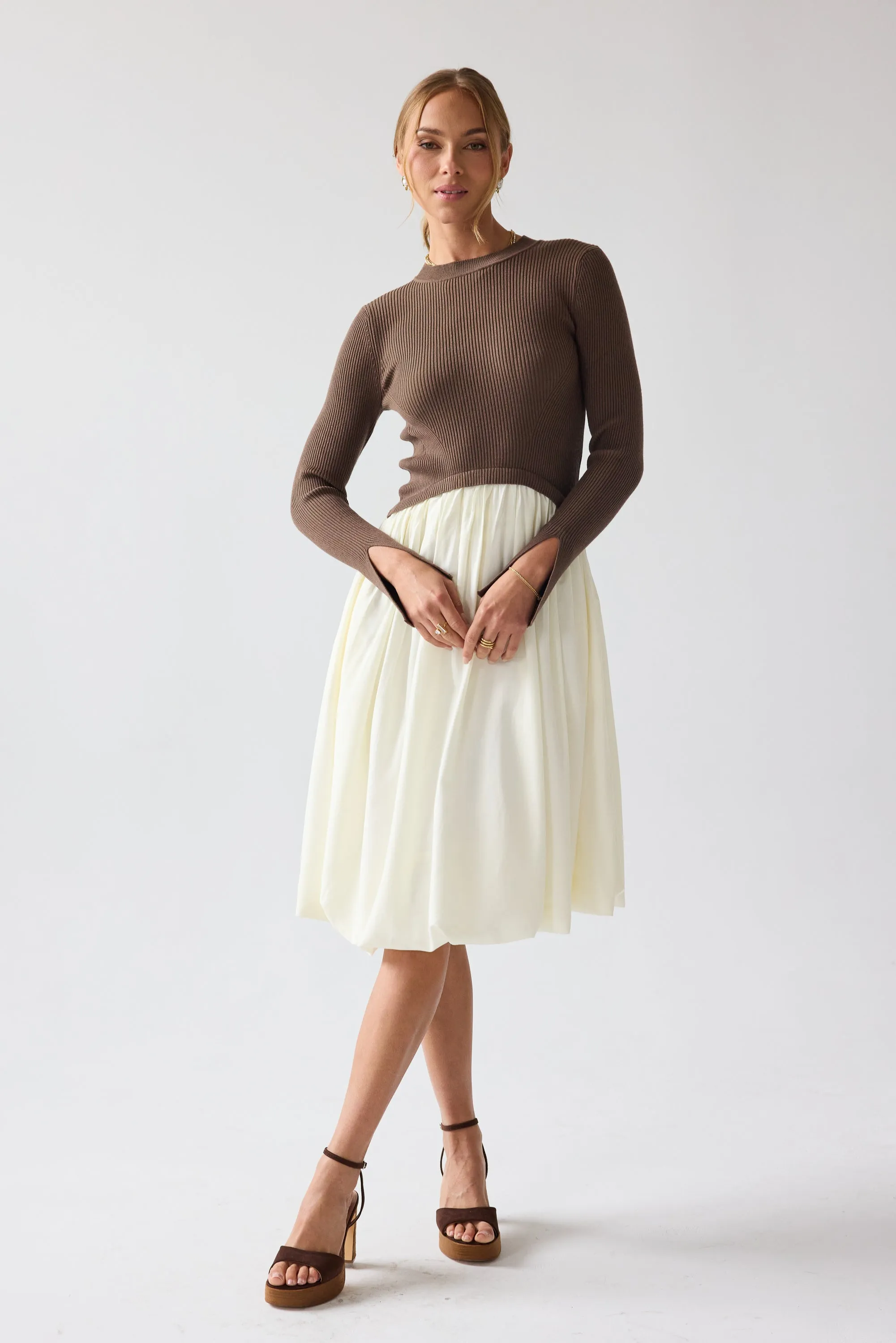 Kaison Mixed Media Midi Dress - FINAL SALE sold by bohme