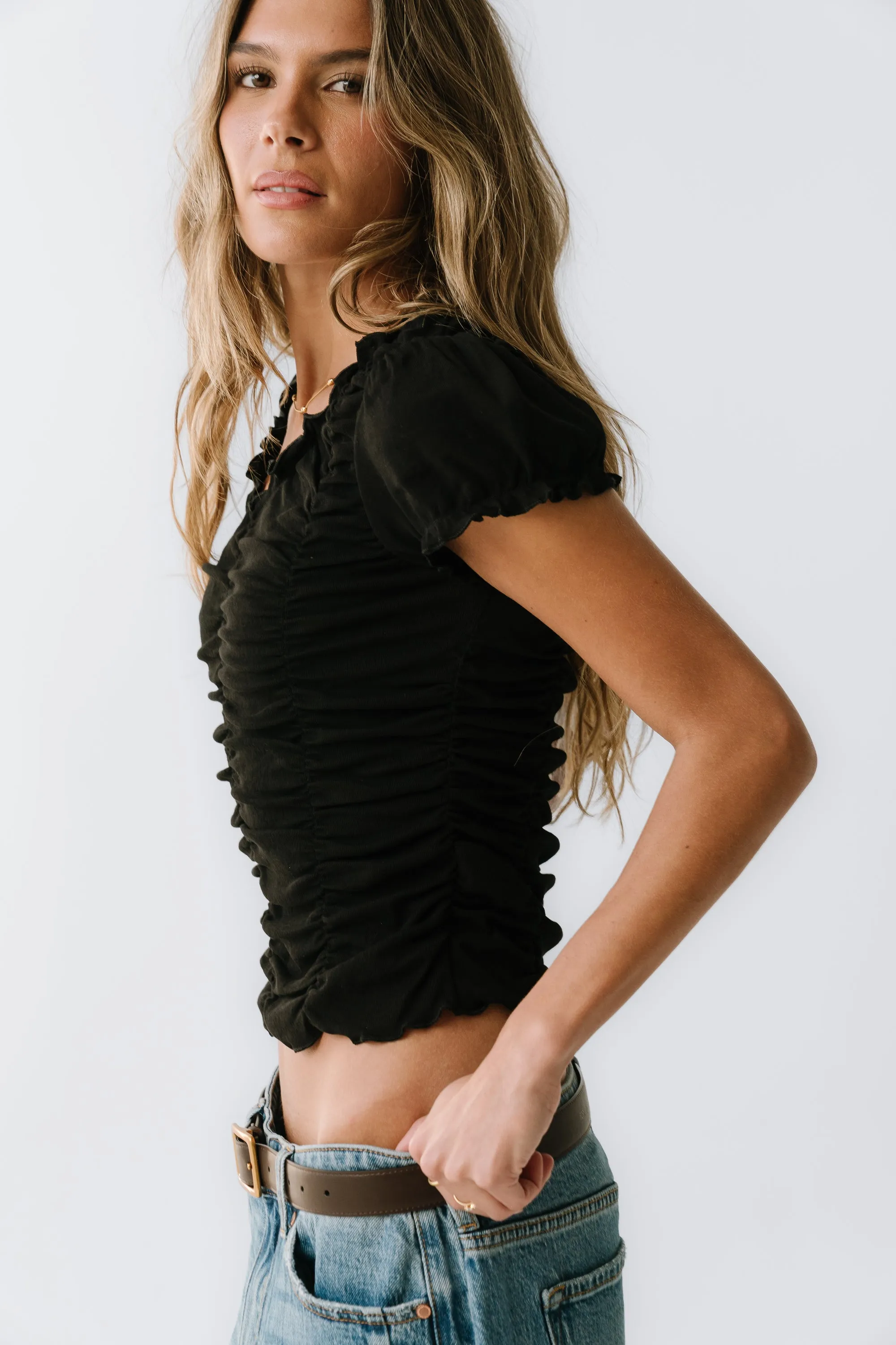 Regan Ruched Top in Black sold by bohme product image thumbnail 2