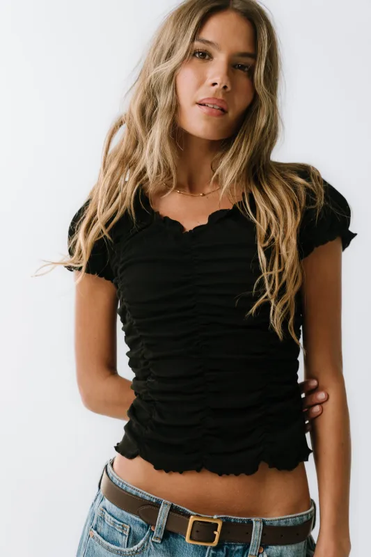 Regan Ruched Top in Black sold by bohme