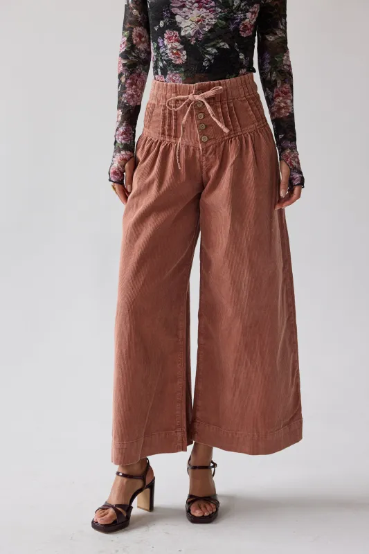 Barkley Corduroy Wide Leg Pants in Rust sold by bohme