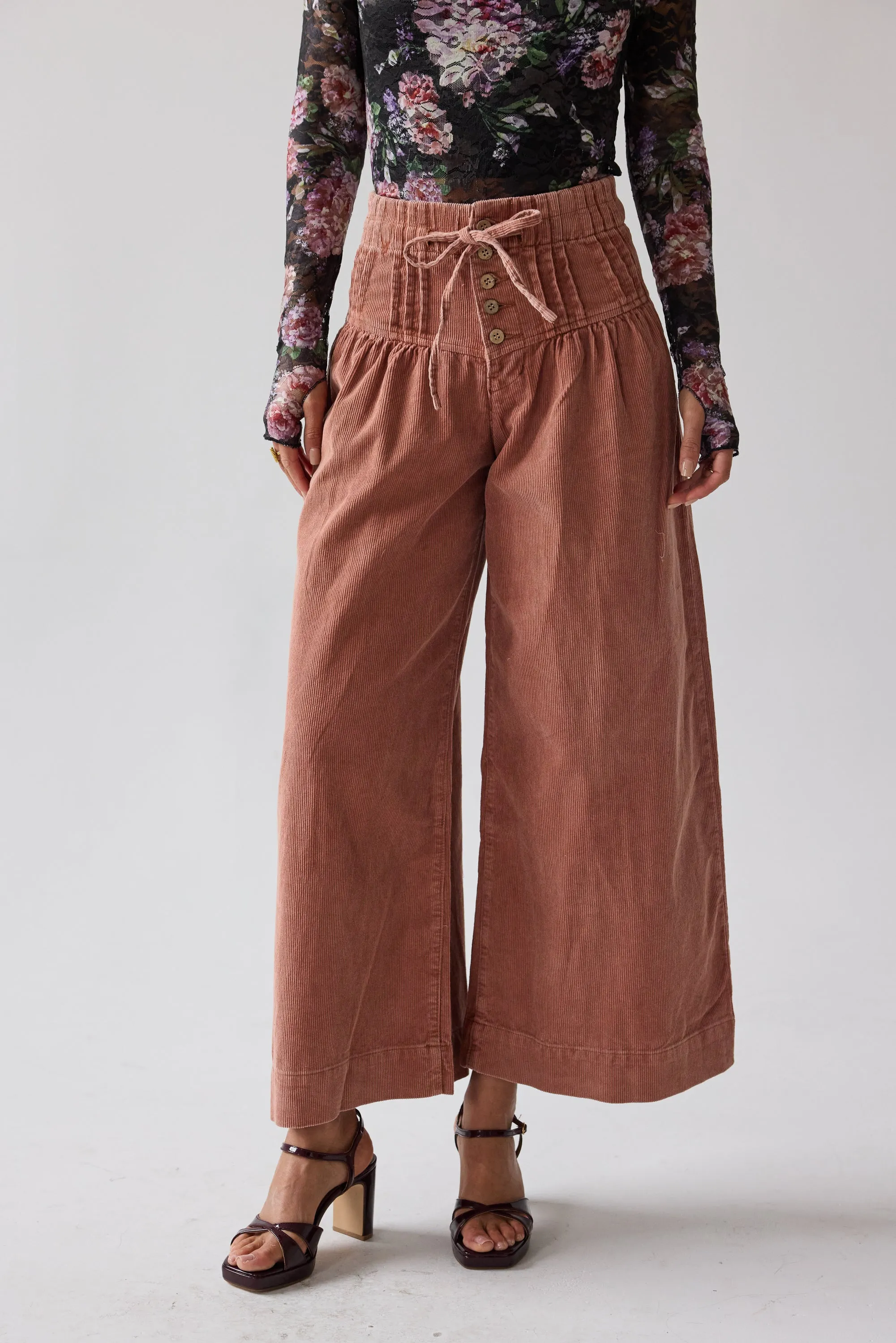 Barkley Corduroy Wide Leg Pants in Rust sold by bohme