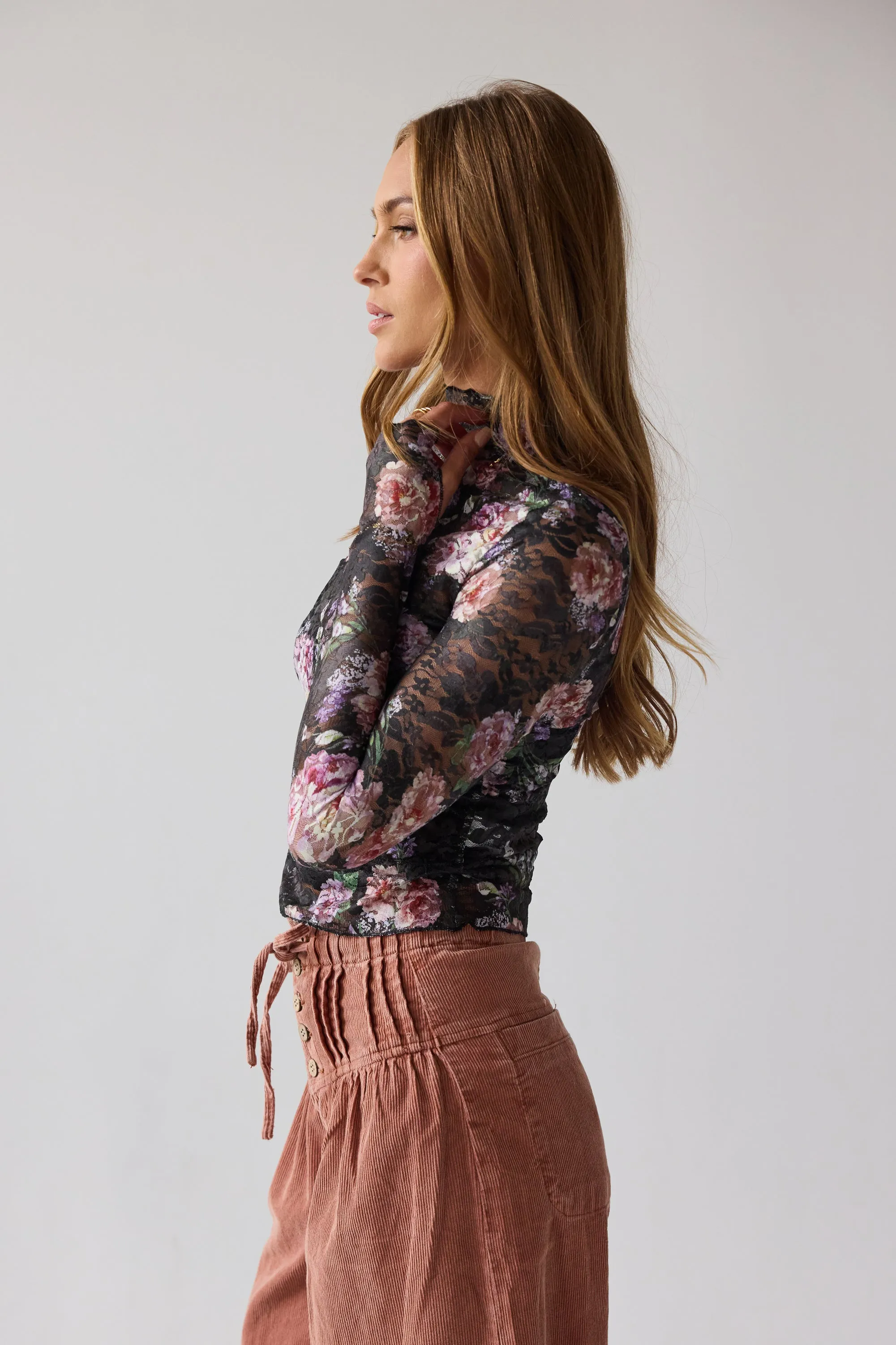 Winnie Floral Crinkle Top in Black sold by bohme product image thumbnail 2
