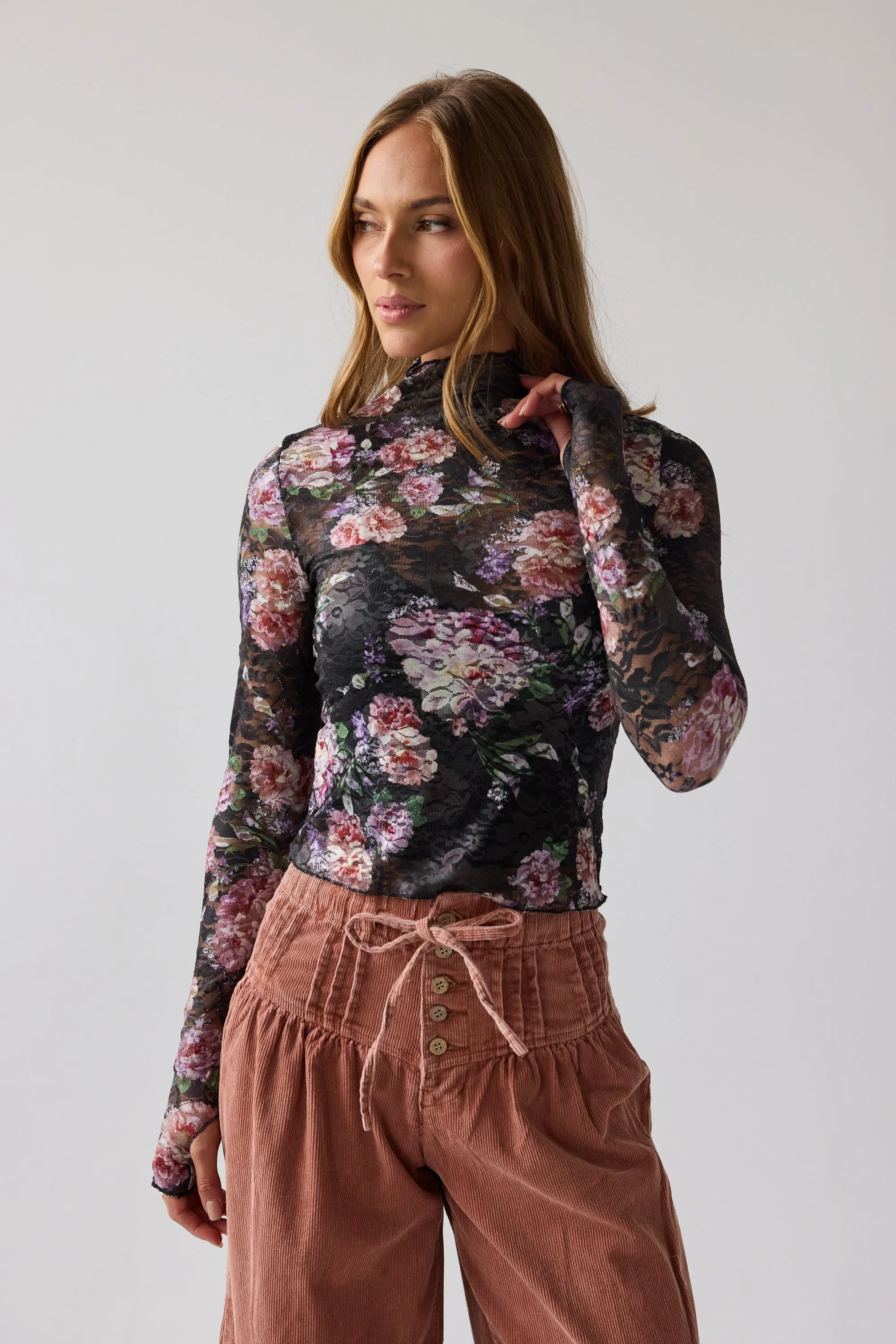 Winnie Floral Crinkle Top in Black sold by bohme product image thumbnail 4