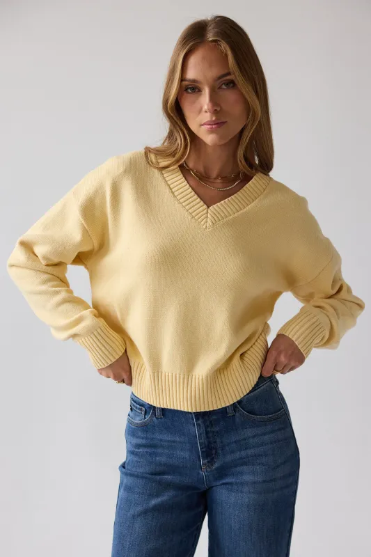 Adella Knit Sweater in Yellow sold by bohme