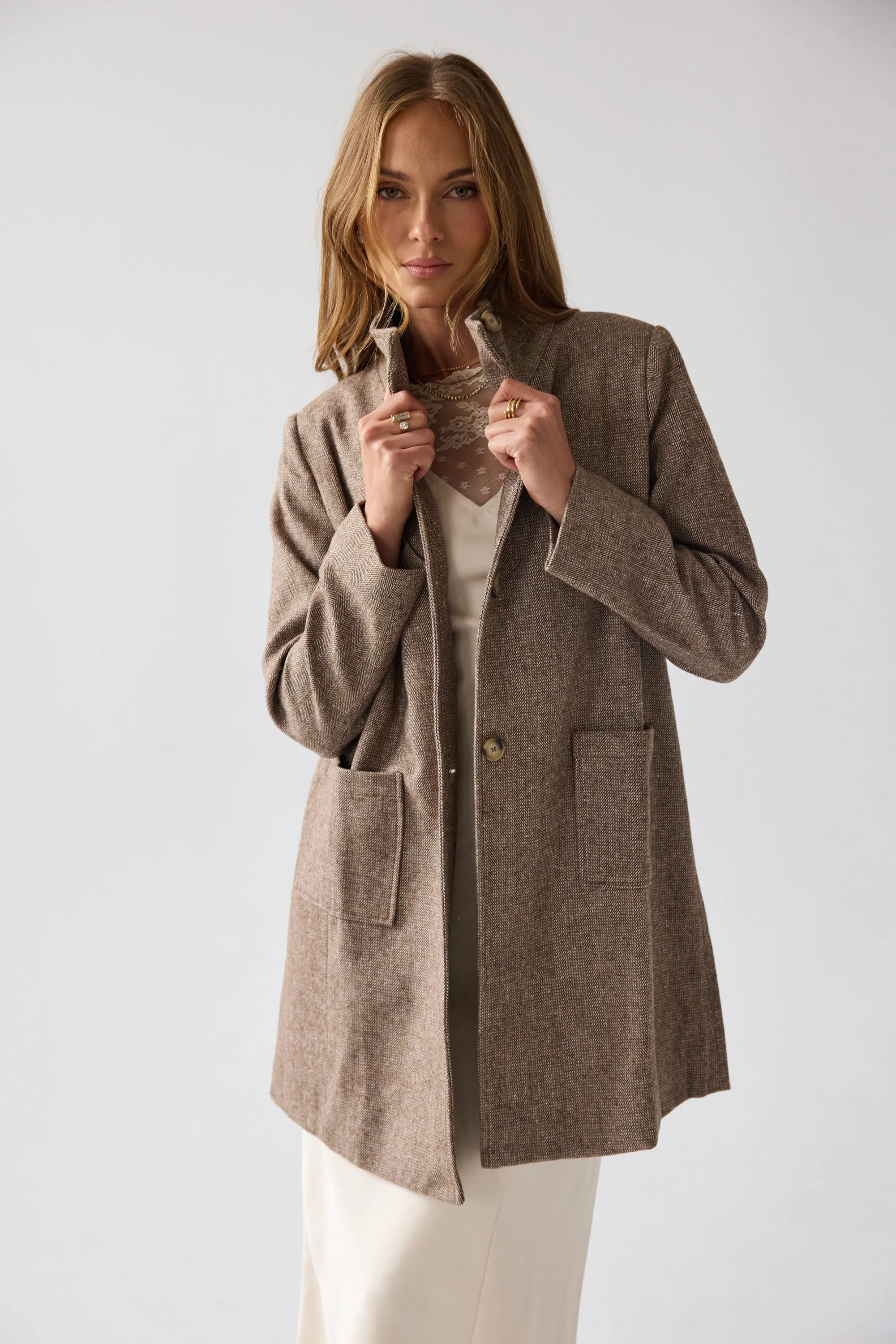 Jason Herringbone Coat sold by bohme