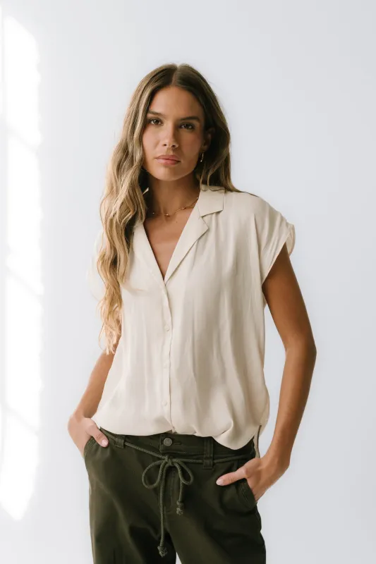 Poppy Collared Blouse in Cream sold by bohme