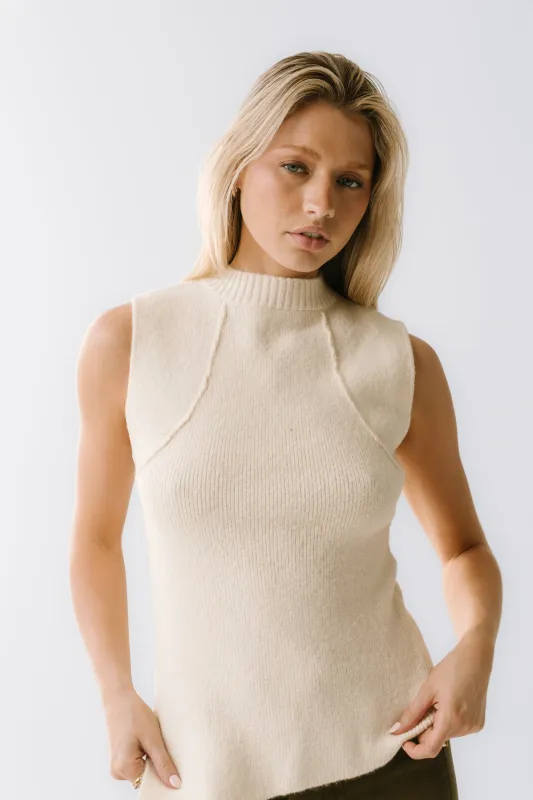 Bella Asymmetrical Knit Top in Ivory sold by bohme