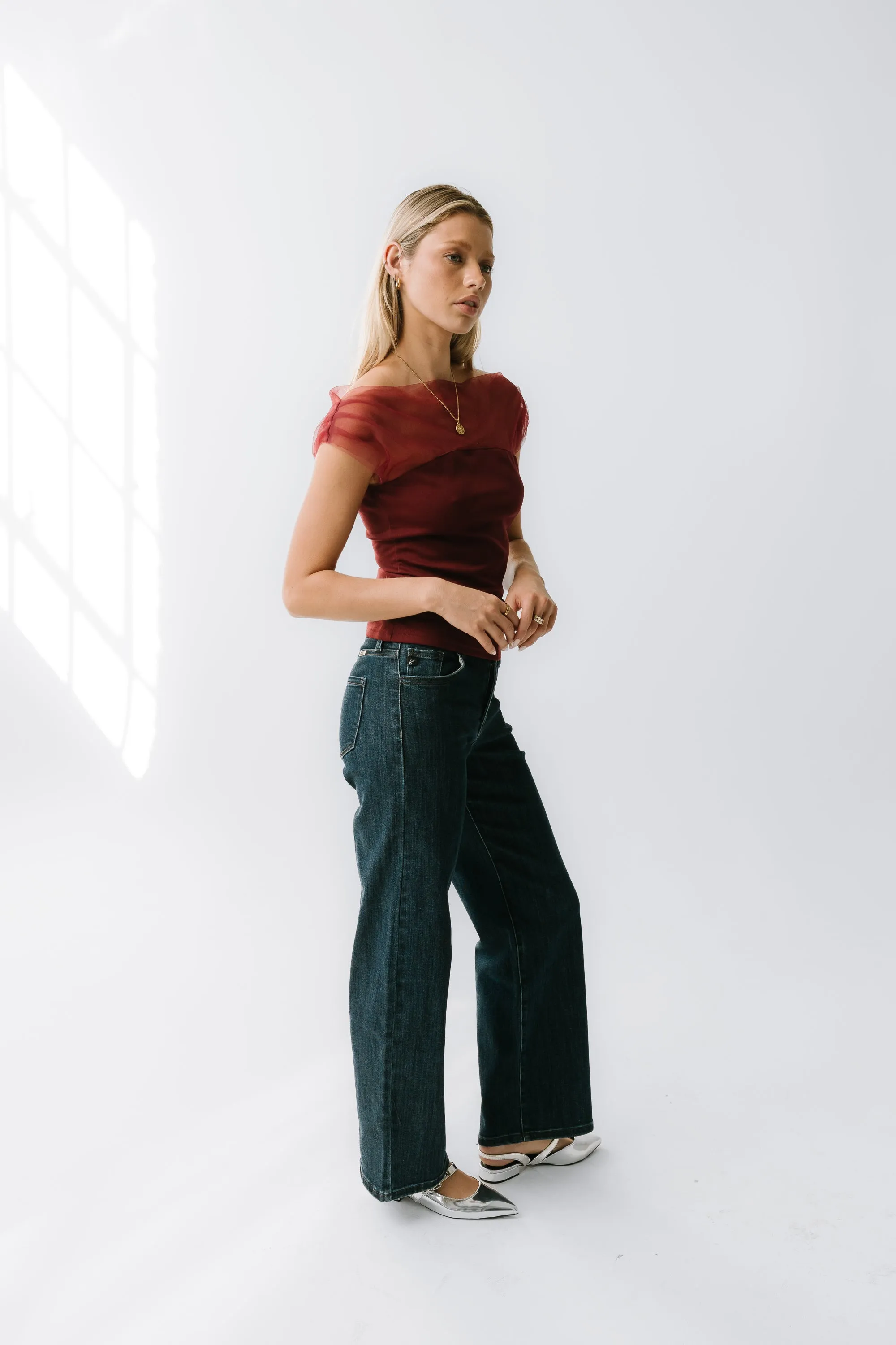 Tracy Mixed Media Top in Burgundy sold by bohme product image thumbnail 4