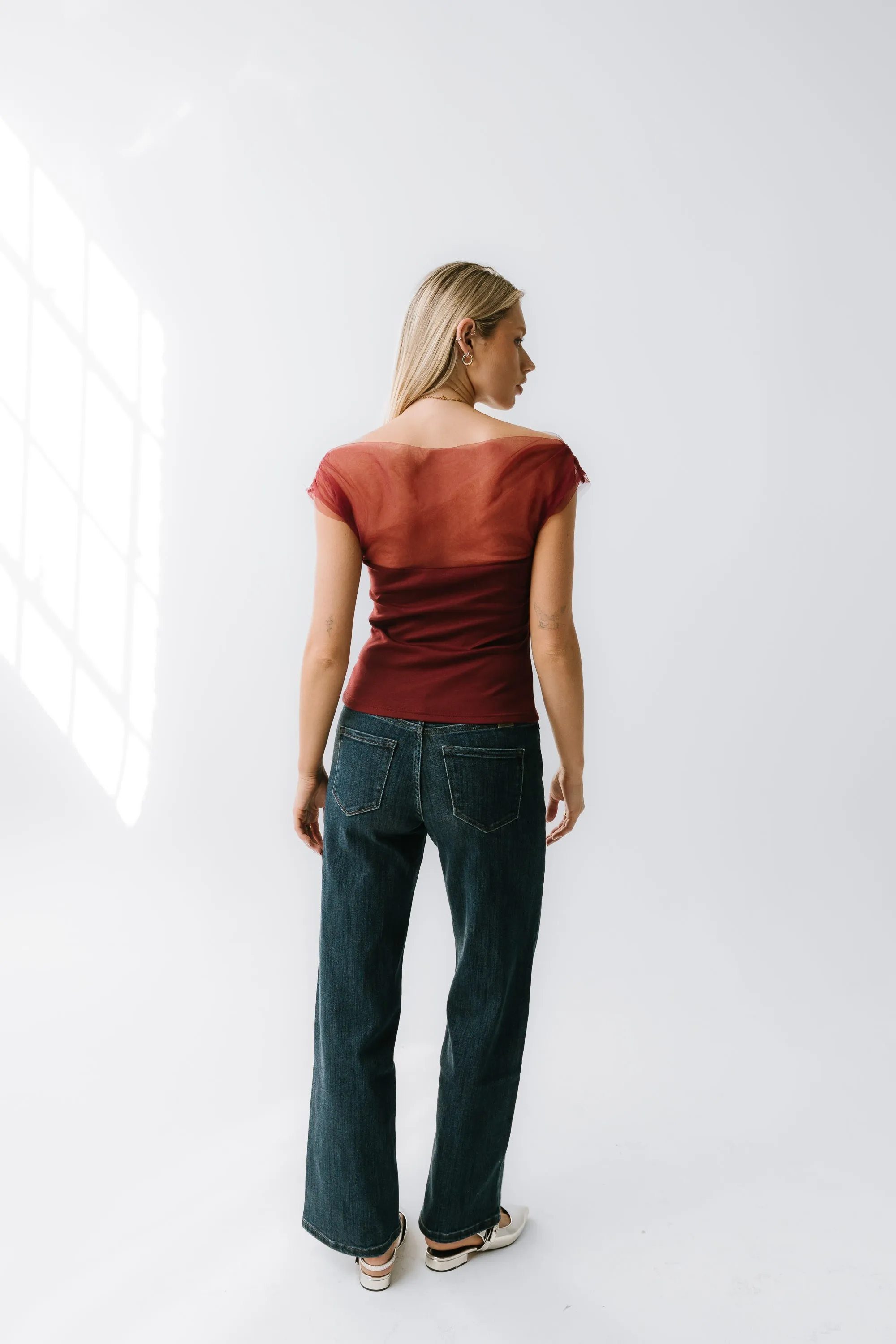 Tracy Mixed Media Top in Burgundy sold by bohme product image thumbnail 3