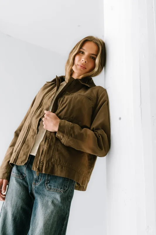 Ember Barn Jacket in Olive sold by bohme