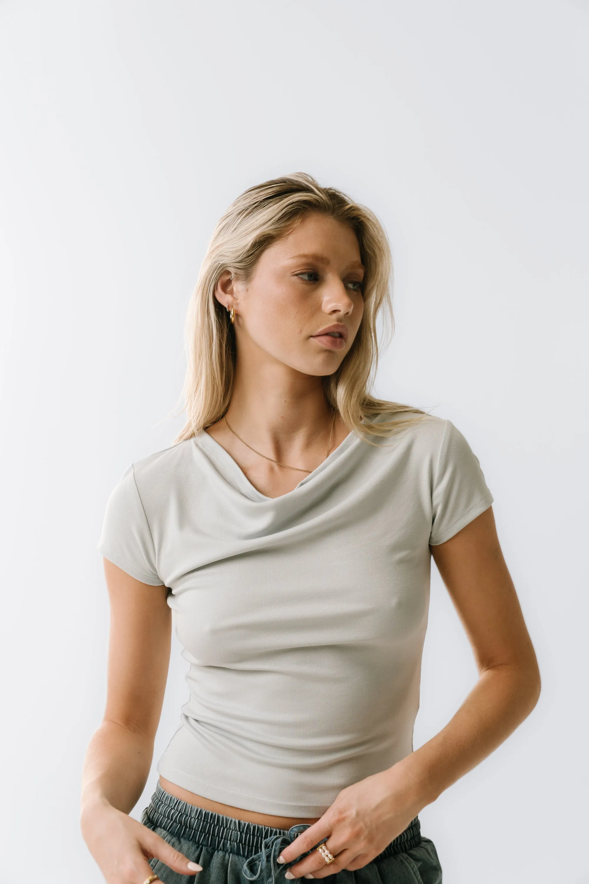 Paula Cowl Neck Top in Light Blue sold by bohme product image thumbnail 5