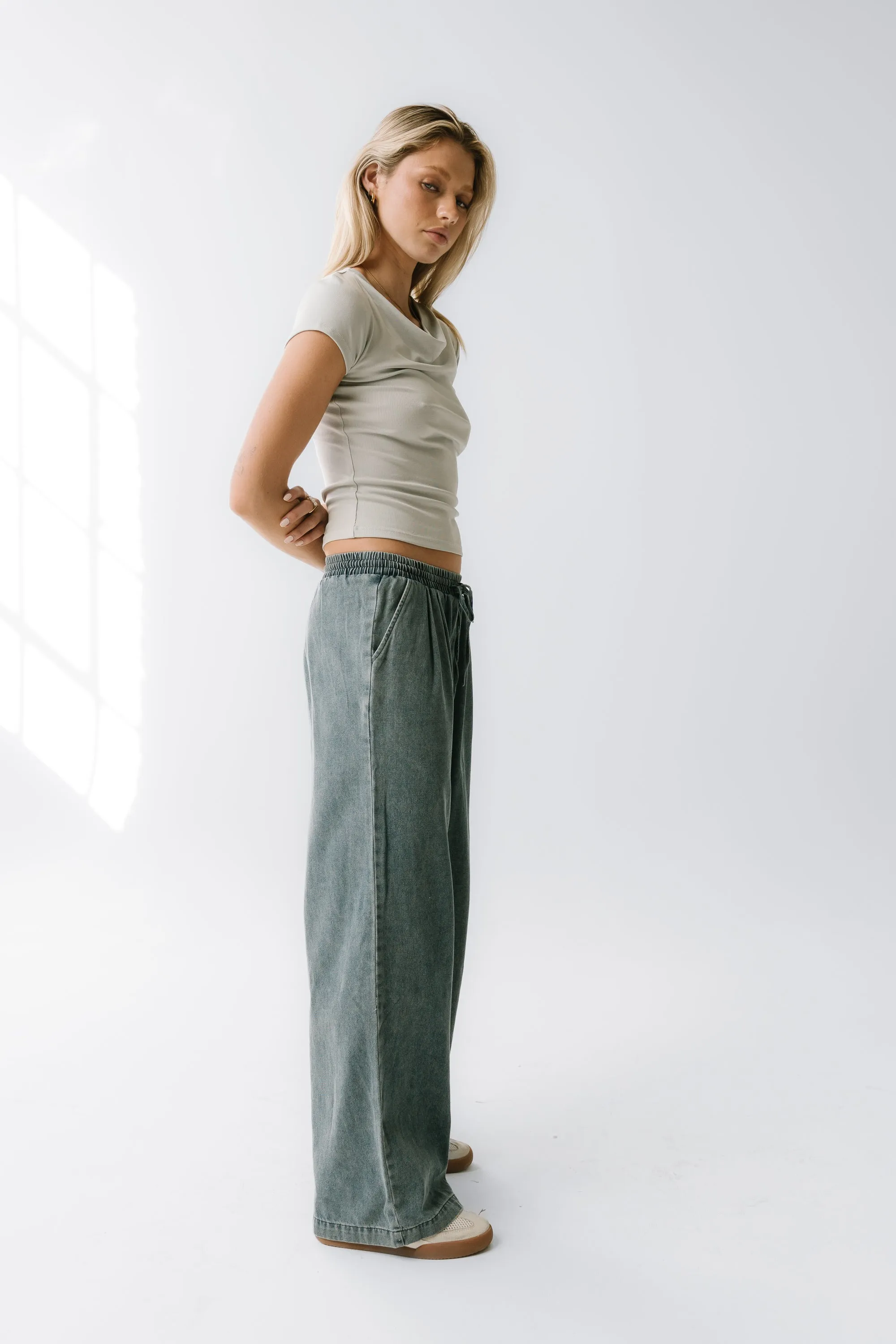 Paula Cowl Neck Top in Light Blue sold by bohme product image thumbnail 4