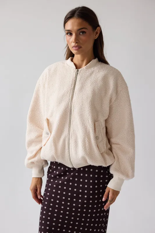 Lucie Sherpa Bomber Jacket sold by bohme