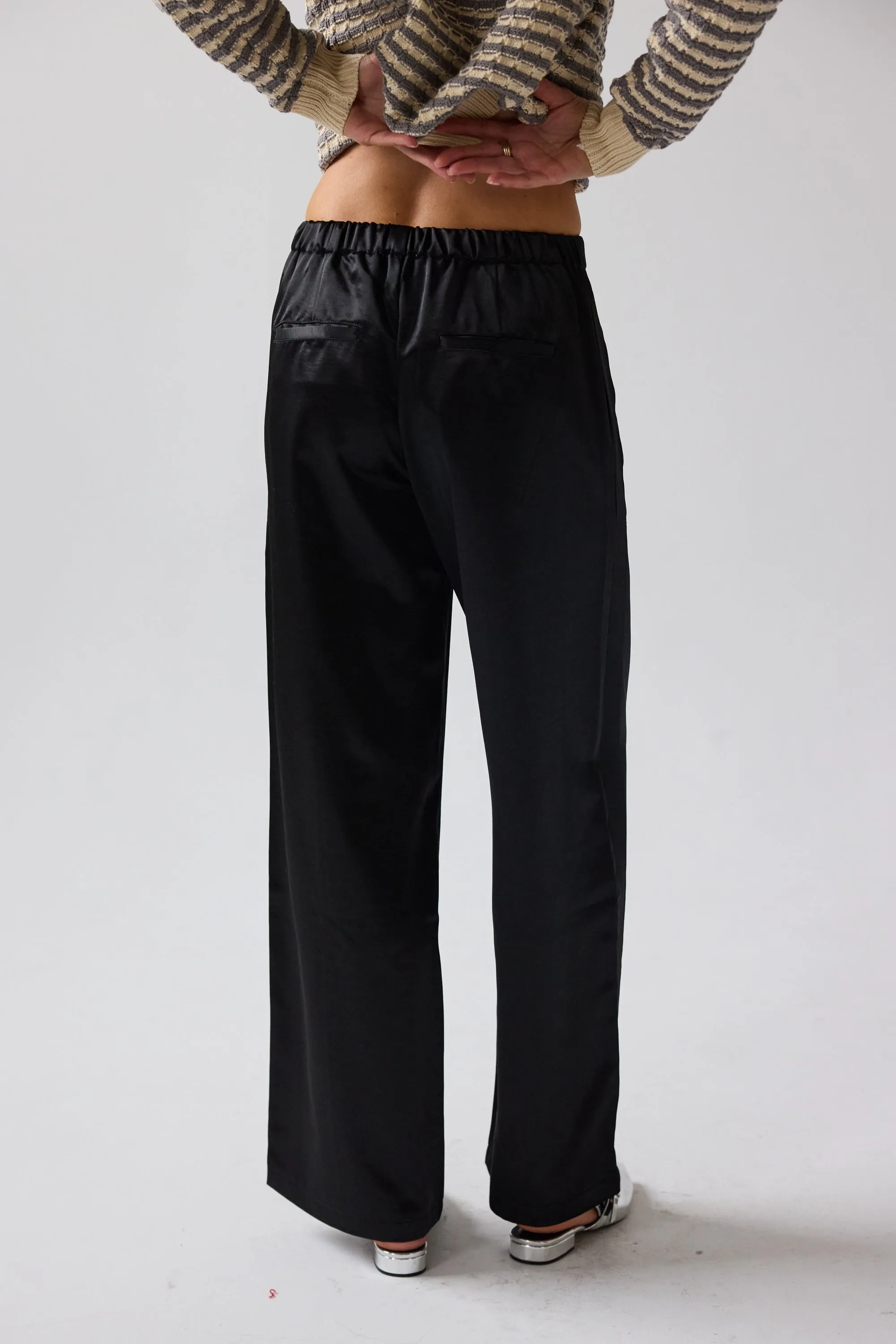 Gemma Satin Wide Leg Pants in Black sold by bohme product image thumbnail 5