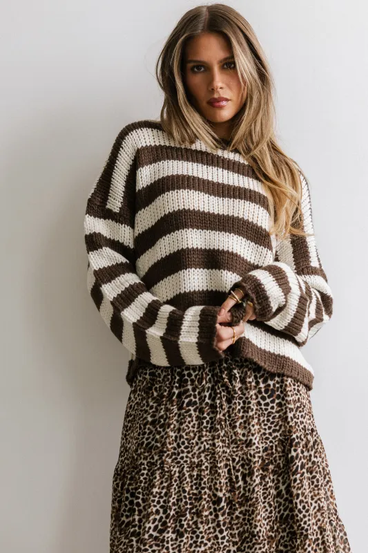 Beckam Striped Sweater in Mocha sold by bohme