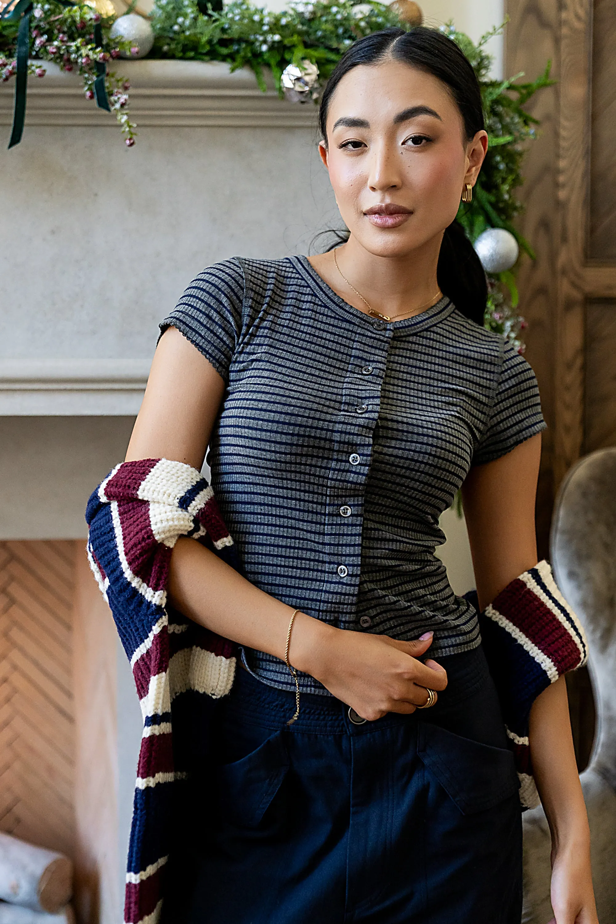 Trisha Striped Top in Navy sold by bohme product image thumbnail 4