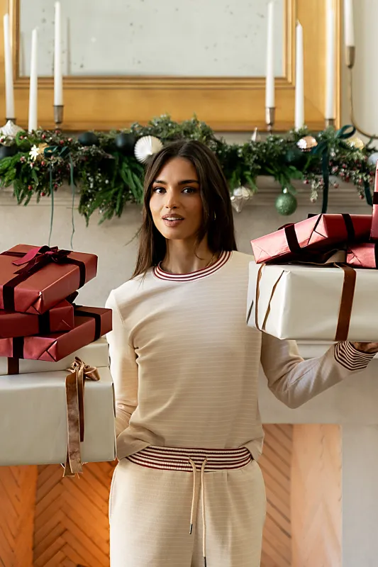 April Striped Top in Beige sold by bohme