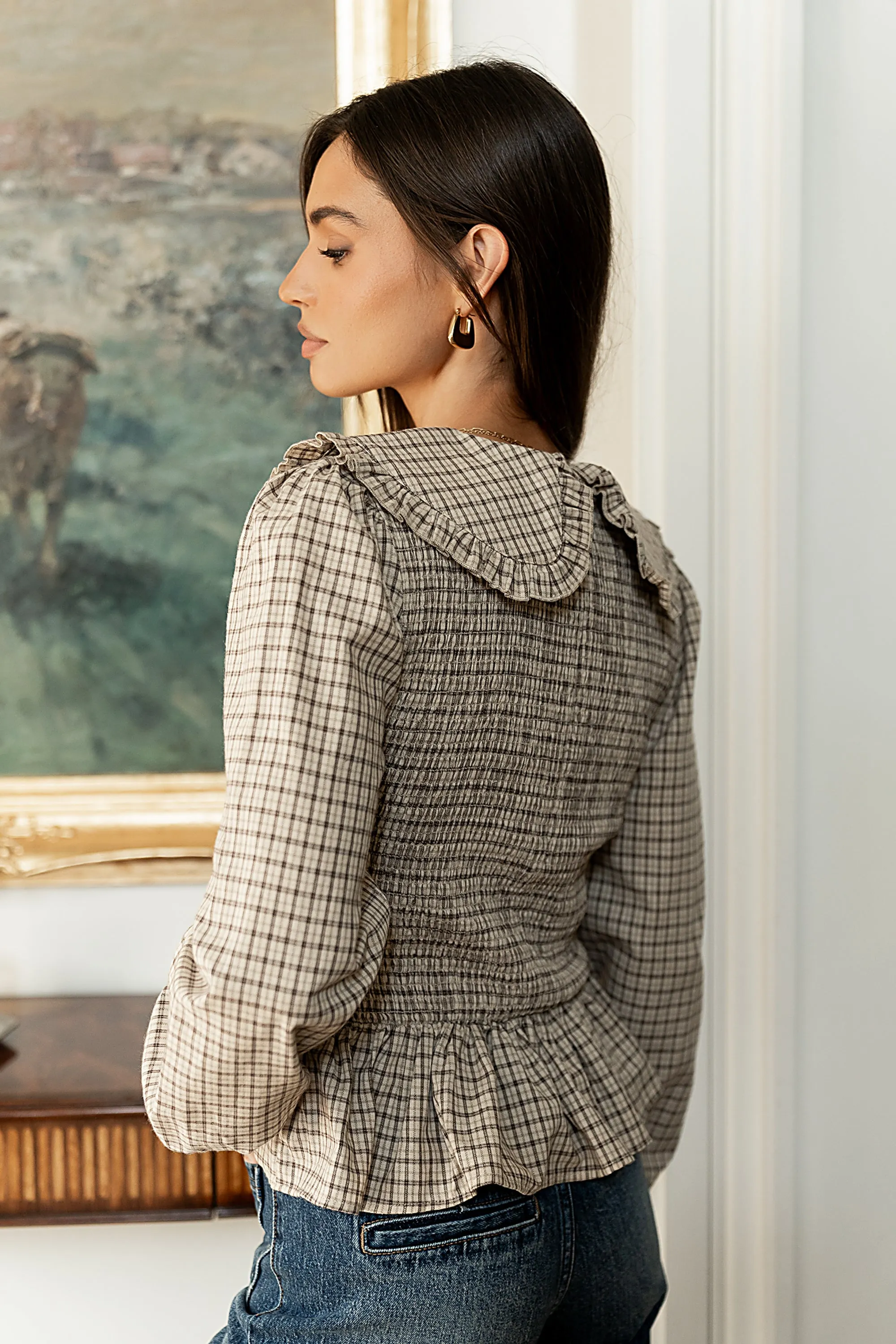 Kristy Smocked Blouse in Beige - FINAL SALE sold by bohme product image thumbnail 3
