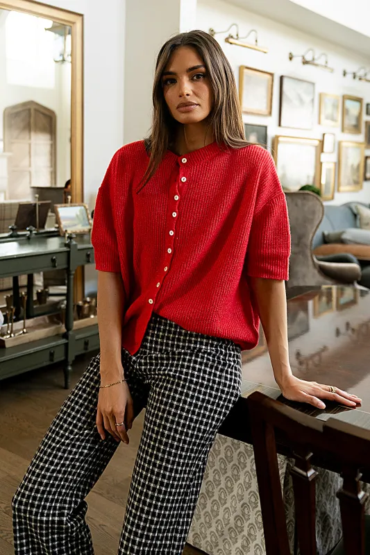 Leah Knit Cardigan in Red sold by bohme