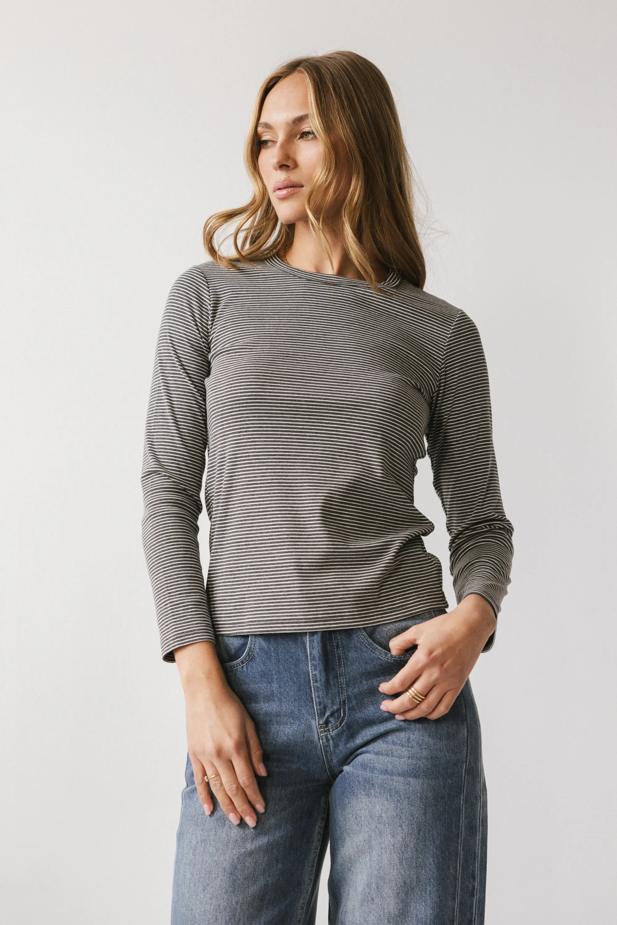 Makayla Shirt in Striped Charcoal - FINAL SALE sold by bohme product image thumbnail 3