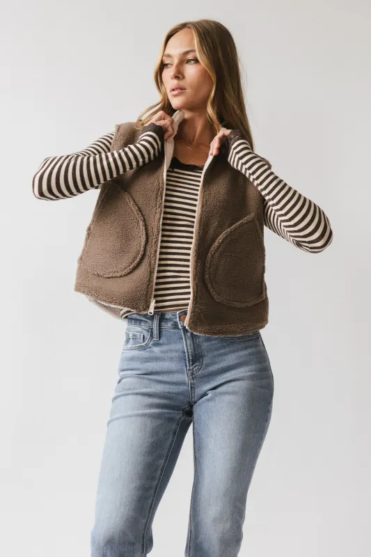 Maddox Reversible Sherpa Vest sold by bohme