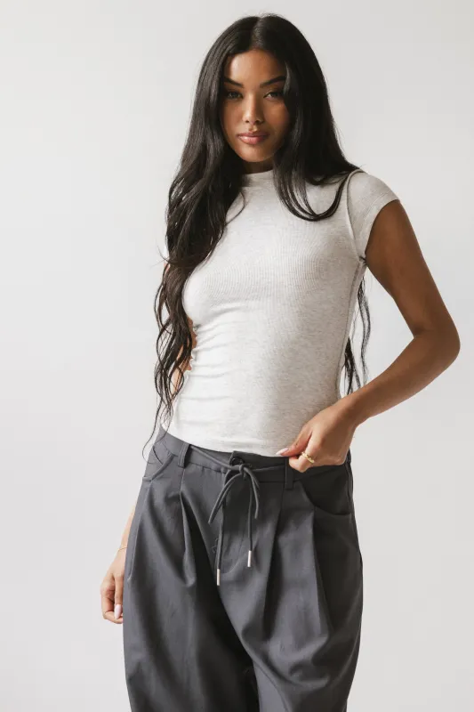 Kimberly Ribbed Top in Heather Grey sold by bohme