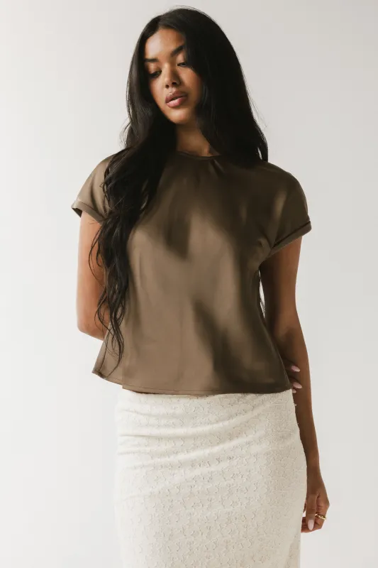 Marvin Satin Blouse in Taupe sold by bohme
