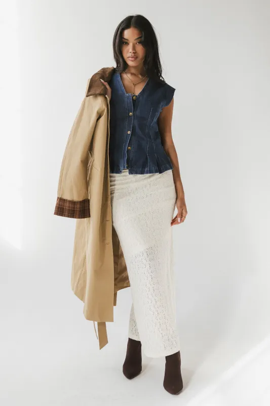 Cassie Pleated Blouse in Medium Wash sold by bohme