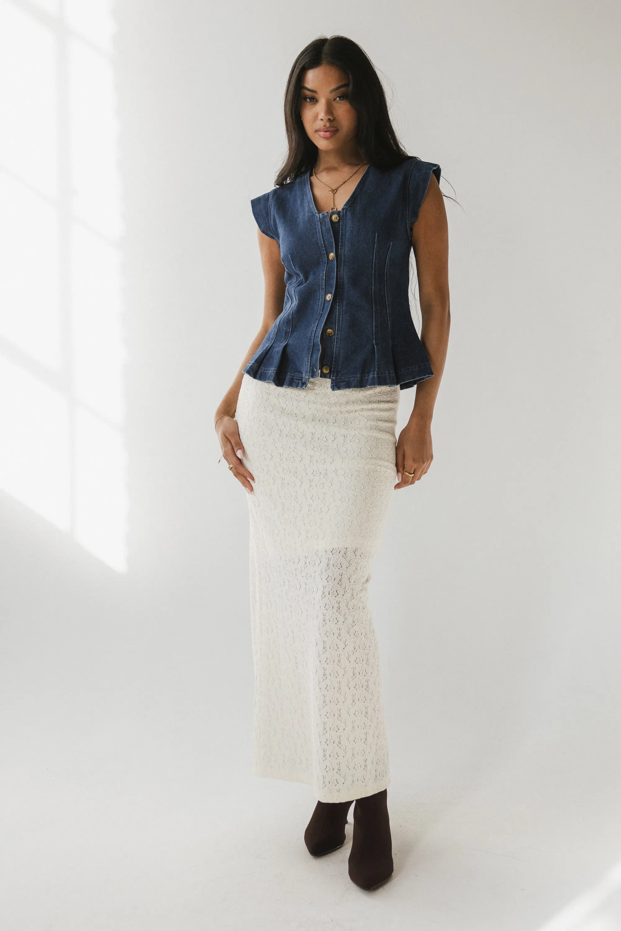 Cassie Pleated Blouse in Medium Wash sold by bohme product image thumbnail 3