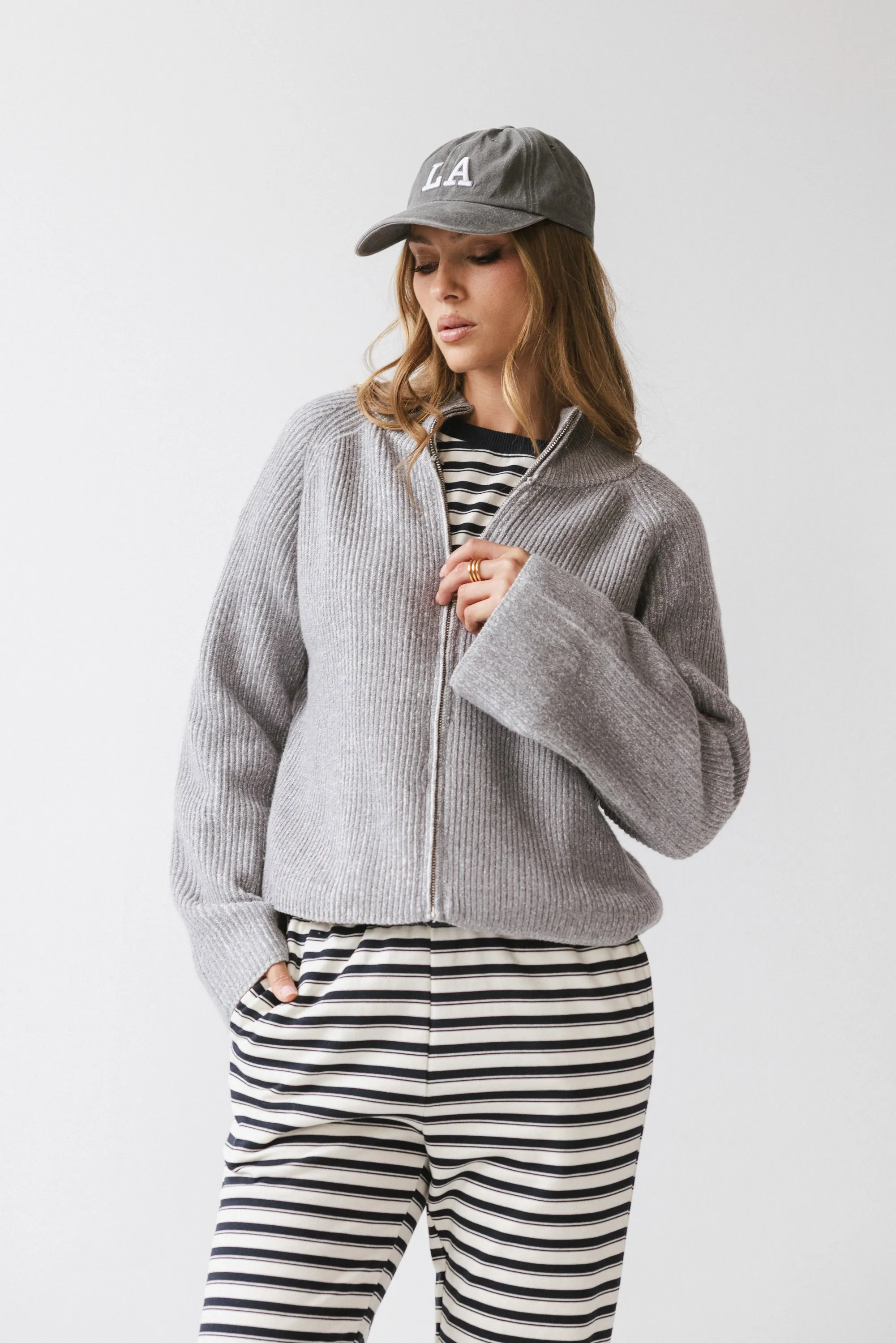 Abbie Ribbed Jacket in Grey - FINAL SALE sold by bohme product image thumbnail 4