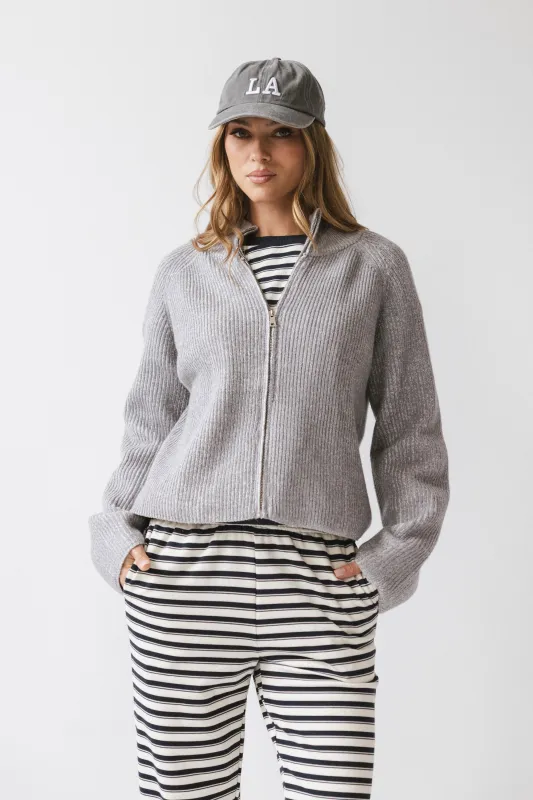Abbie Ribbed Jacket in Grey sold by bohme