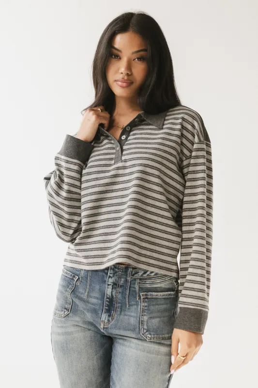 Kessie Striped Top in Grey sold by bohme
