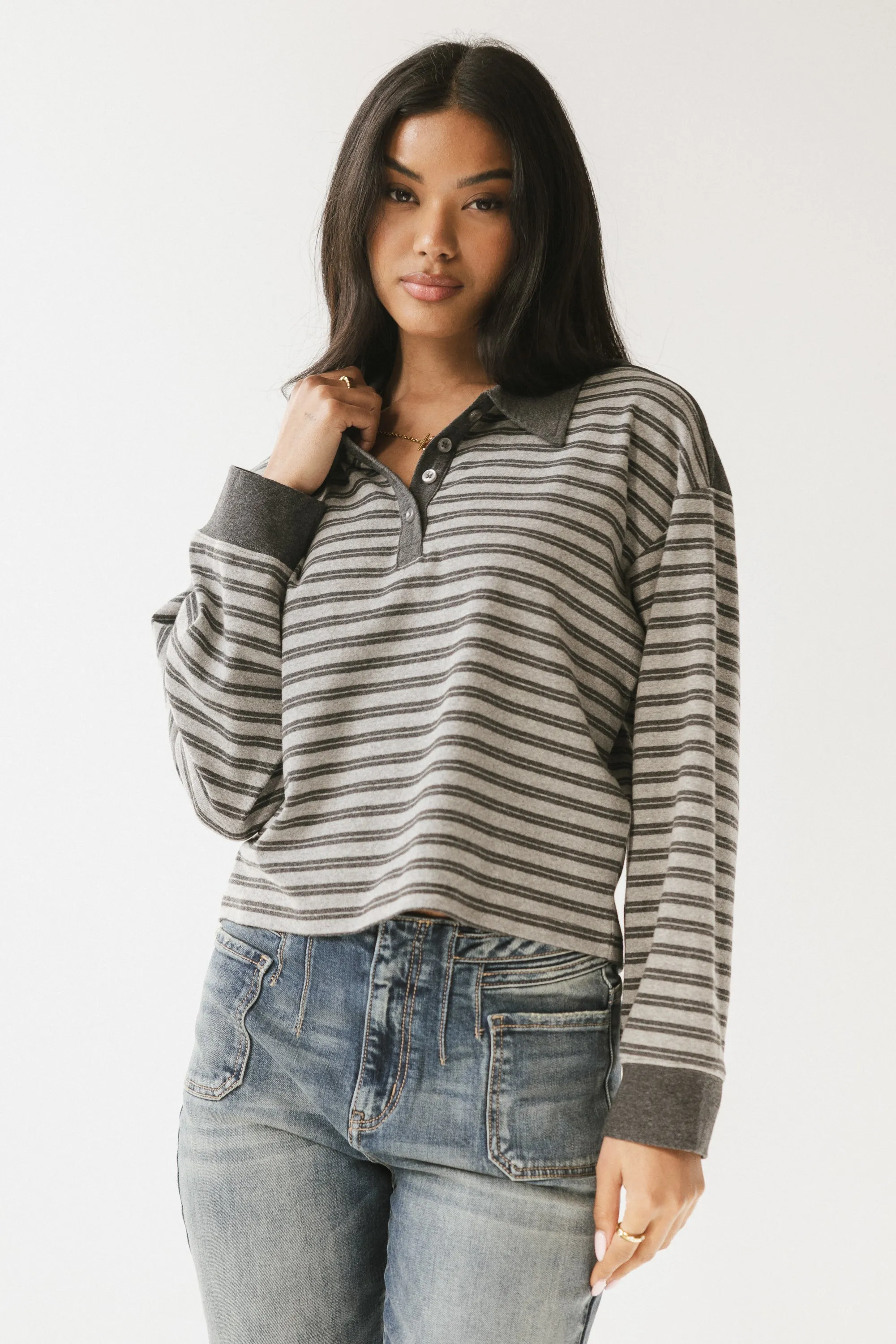 Kessie Striped Top in Grey sold by bohme