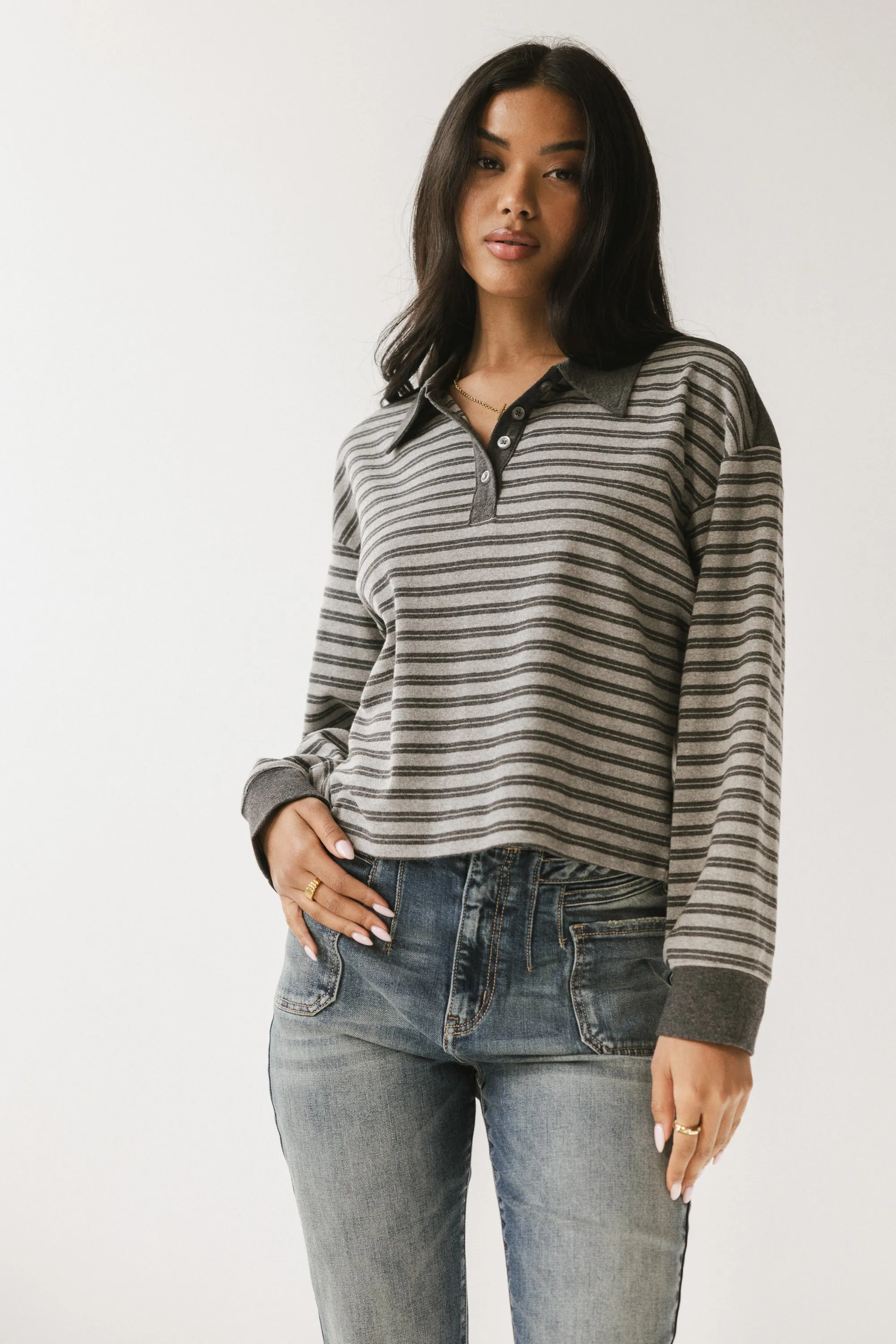 Kessie Striped Top in Grey sold by bohme product image thumbnail 4