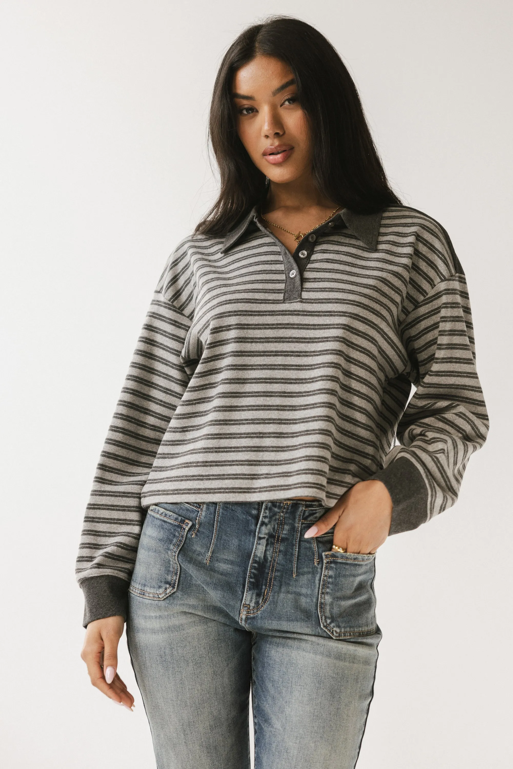 Kessie Striped Top in Grey sold by bohme product image thumbnail 5