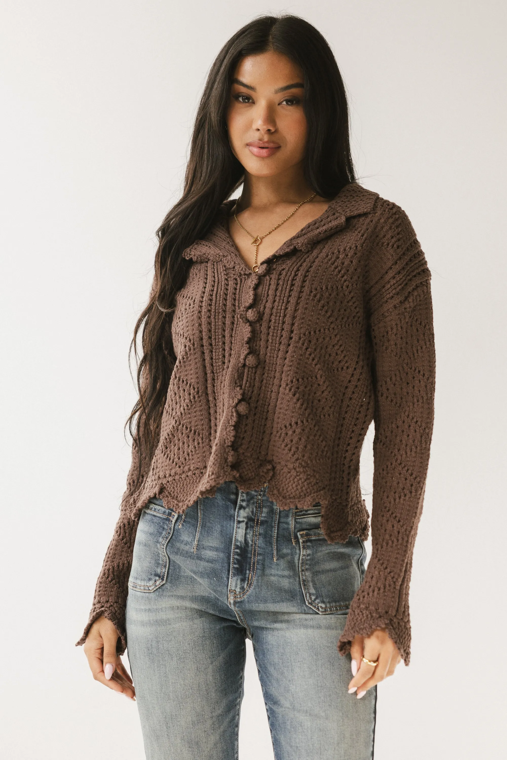Mary Crochet Cardigan in Brown sold by bohme product image thumbnail 3