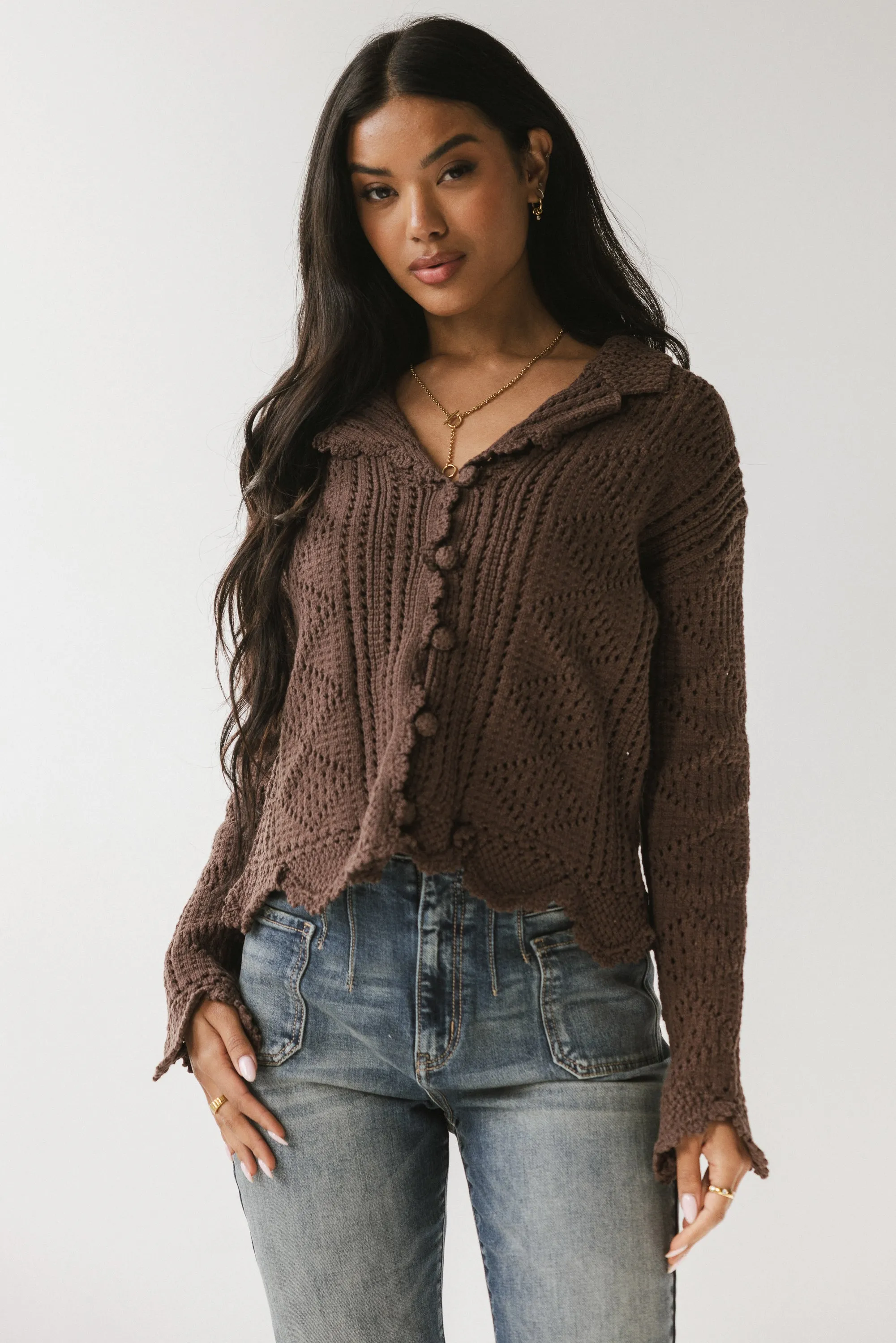 Mary Crochet Cardigan in Brown sold by bohme product image thumbnail 4