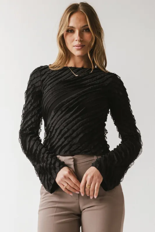 Brianna Ruffle Top in Black sold by bohme