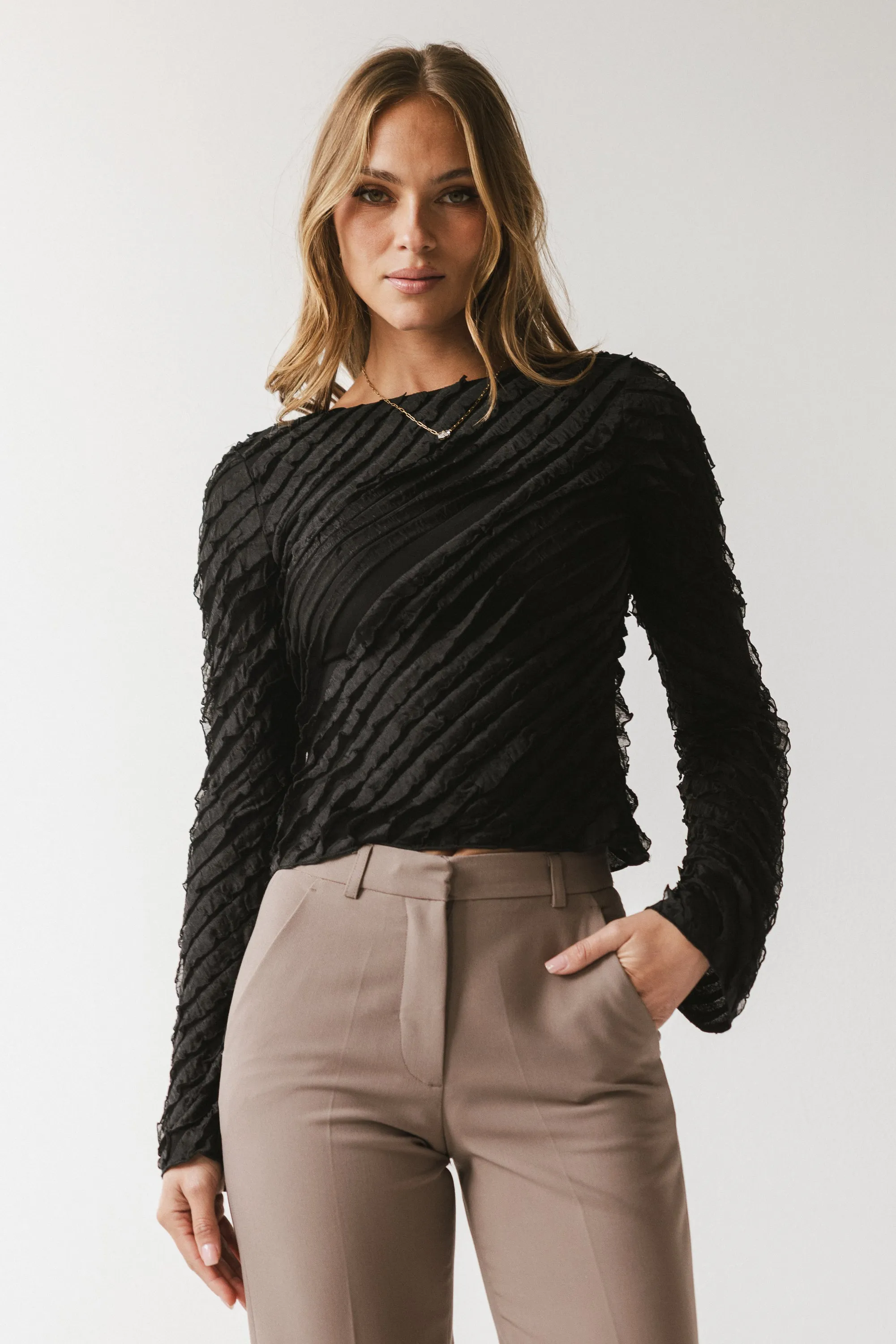 Brianna Ruffle Top in Black sold by bohme product image thumbnail 5