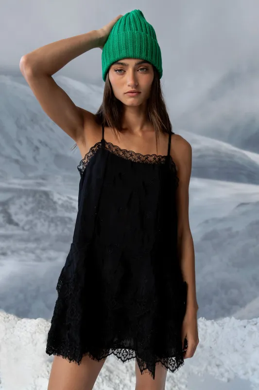 Lewis Lace Mini Dress in Black made by bohme