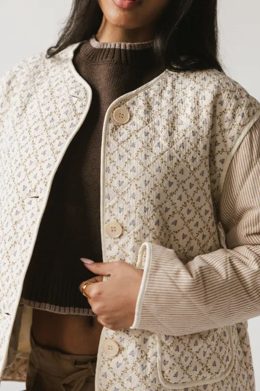 Lucas Quilted Jacket in Latte sold by bohme
